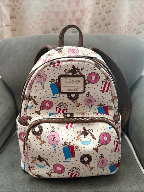 Disney Other - Disney Loungefly Cream Mini Backpack with Chip 'n' Dale Snack Print